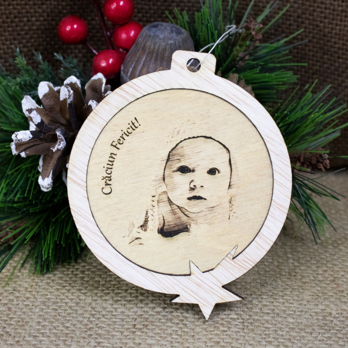 Glob de Craciun, personalizat, din lemn, cu fotografia perferata [3]