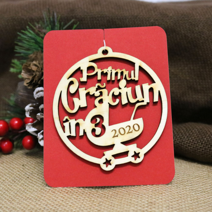 Glob De Craciun, Rotund, Din Lemn, “Primul Craciun In 3” [2]