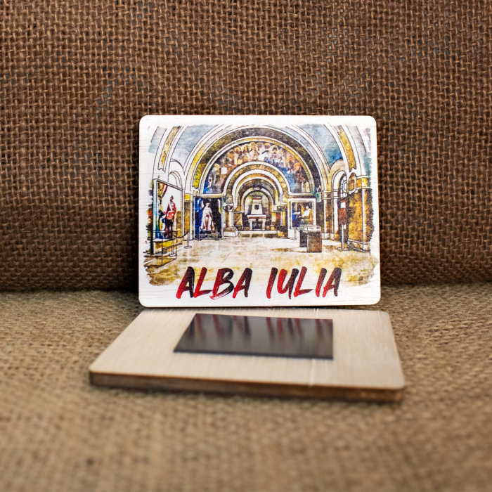 Magnet de frigider din lemn, acuarela, Sala Unirii, Alba Iulia [2]