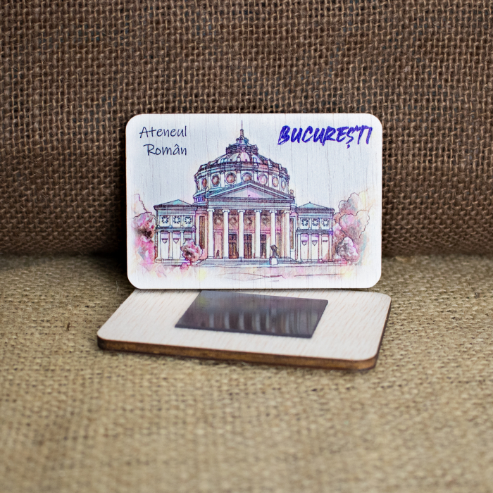 Magnet de frigider, din lemn, color, pictat, Ateneul Roman, Bucuresti [2]
