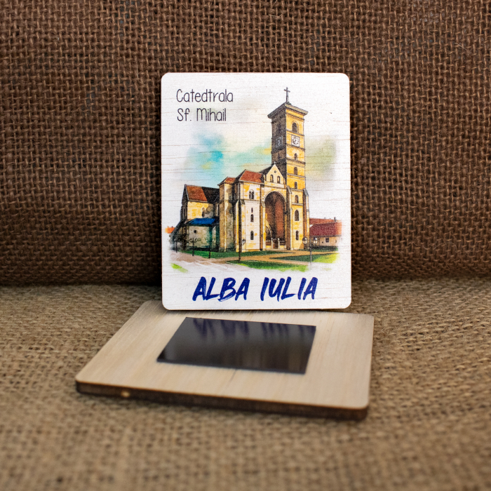 Magnet de frigider acuarela, "Biserica Sfantul Mihail" Cetatea Alba Carolina, Alba Iulia [2]