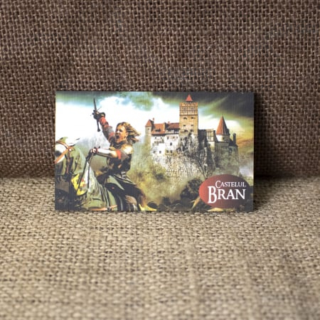 Magnet de frigider din lemn, acuarela, "Cavaleri", Castelul Bran [4]