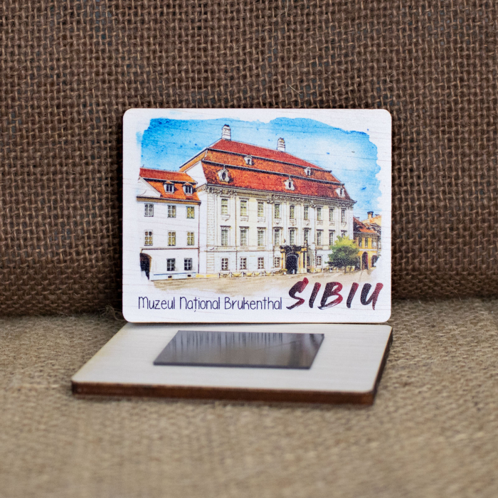 Magnet de frigider din lemn, acuarela, Muzeul National Brukenthal Sibiu [2]