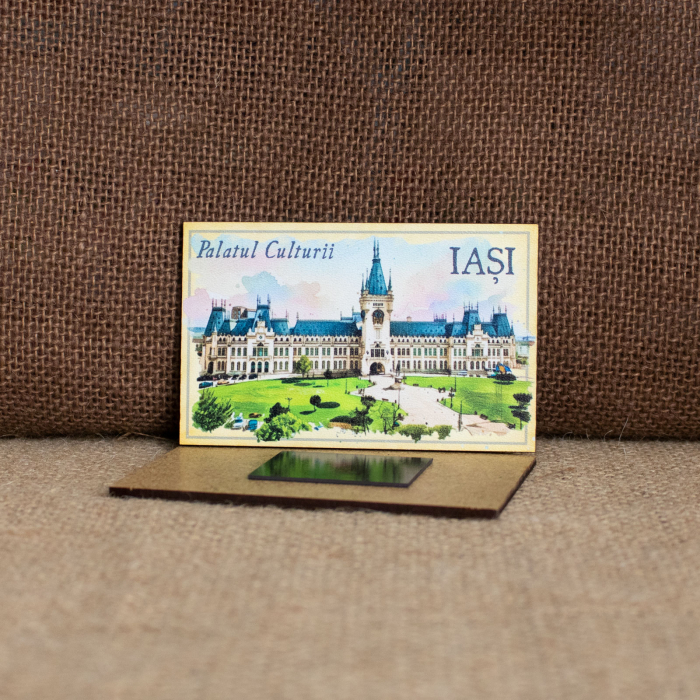 Magnet de frigider din lemn, acuarela, Palatul Culturii Iasi [2]
