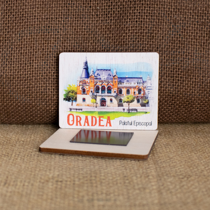 Magnet de frigider din lemn, acuarela,  "Palatul Episcopal" Oradea [2]