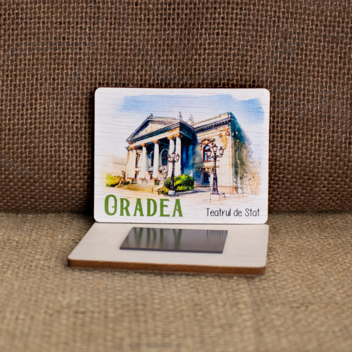 Magnet de frigider  din lemn, acuarela, "Teatrul Regina Maria" Oradea [2]