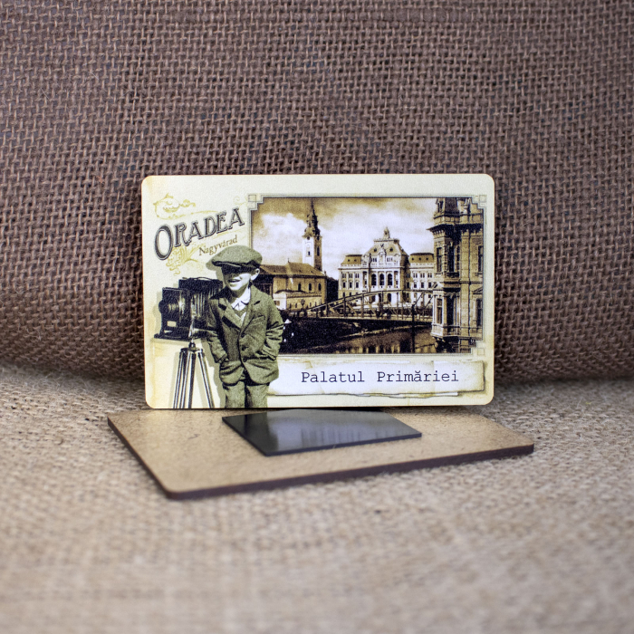 Magnet de frigider din lemn, vintage, Belle Epoque, Palatul Primariei Oradea [2]