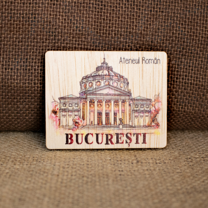 Magnet de frigider, din lemn, color, vintage, Ateneul Roman, Bucuresti [1]