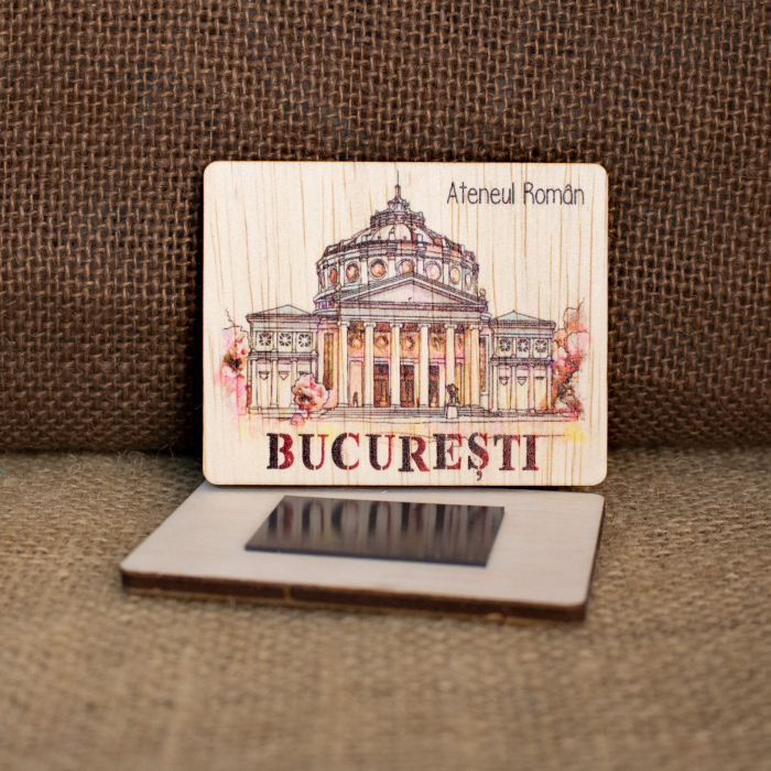 Magnet de frigider, din lemn, color, vintage, Ateneul Roman, Bucuresti [2]