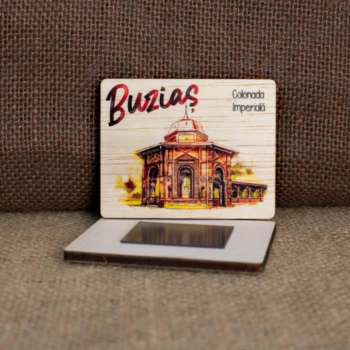 Magnet de frigider din lemn, color, vintage, Colonada Imperiala Buzias [2]