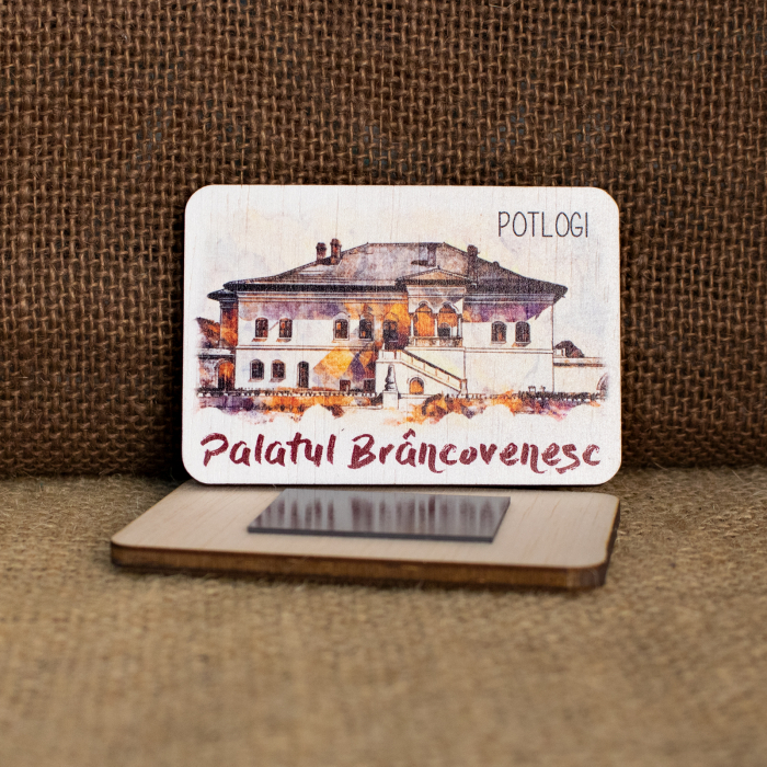 Magnet de frigider din lemn, color, vintage, Palatul Brancovenesc, Potlogi, Dambovita [2]