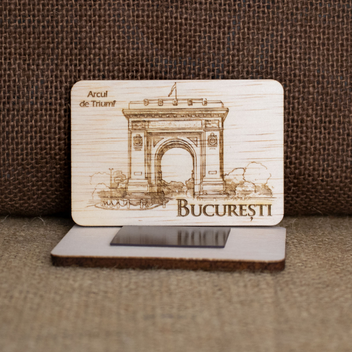 Magnet De Frigider Din Lemn, Gravat "Arcul de Triumf" Bucuresti [2]