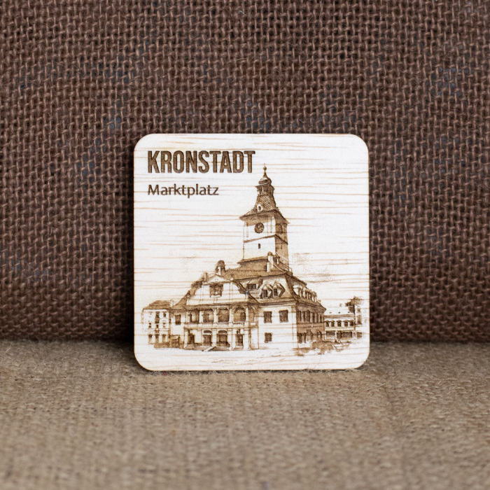 Magnet de frigider din lemn, gravat, Casa Sfatului Brasov [5]