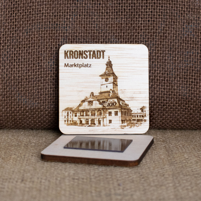 Magnet de frigider din lemn, gravat, Casa Sfatului Brasov [6]