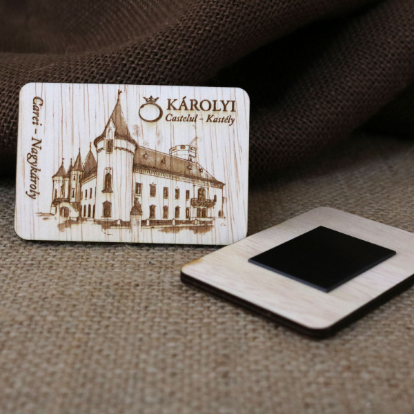 Magnet De Frigider din lemn,  Gravat,  Castelul Karolyi Carei [2]