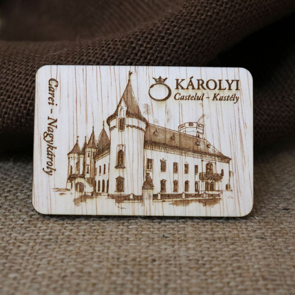 Magnet De Frigider din lemn,  Gravat,  Castelul Karolyi Carei [3]