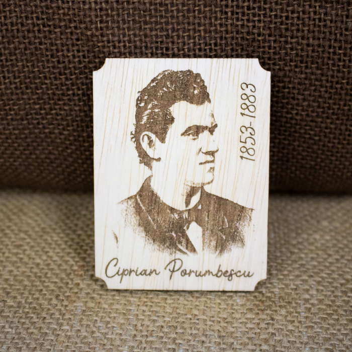 Magnet de frigider din lemn, gravat, Ciprian Porumbescu [1]