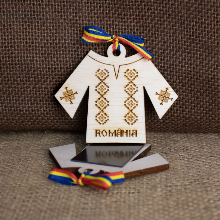 Magnet de frigider din lemn, gravat, IE Traditionala Romania [2]