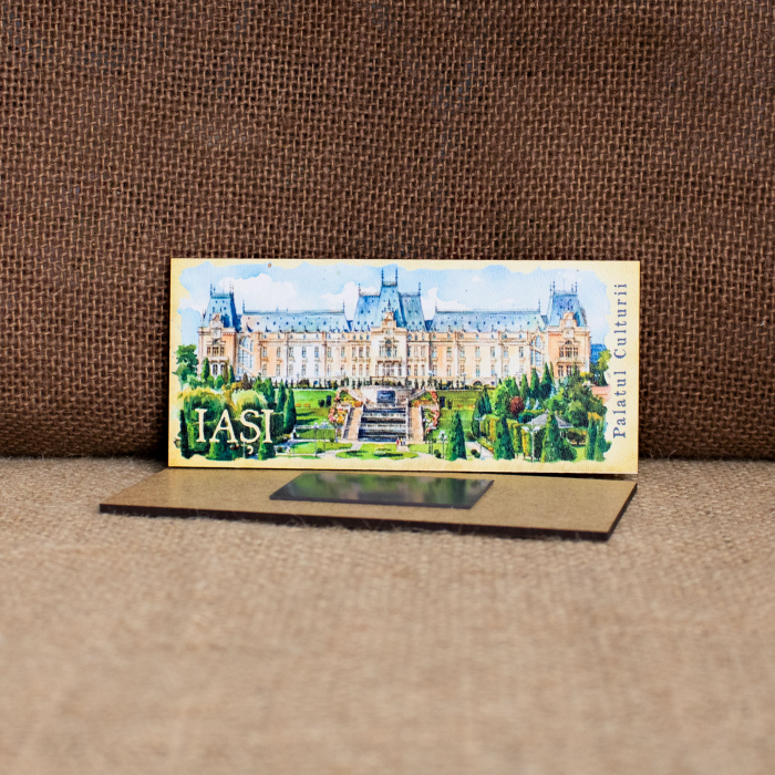 Magnet de frigider din lemn, ilustrata, Palatul Culturii Iasi [2]