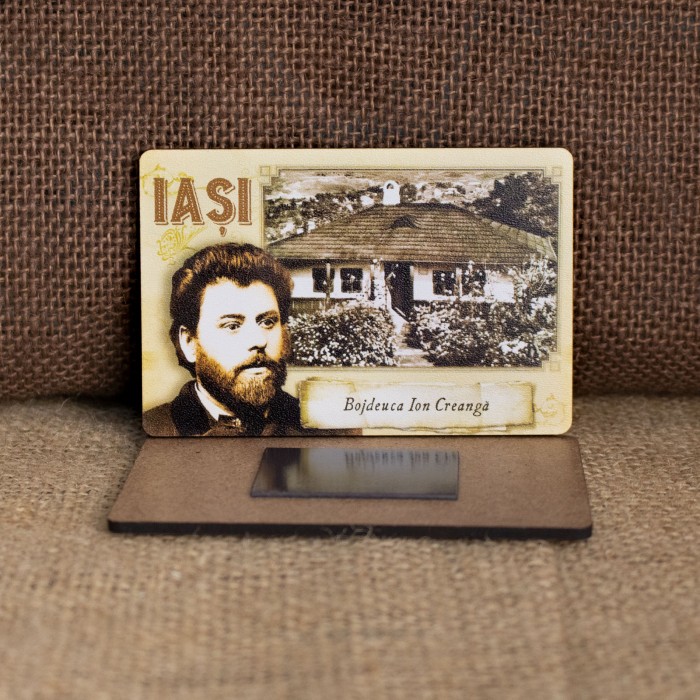 Magnet de frigider din lemn, vintage, Bojdeuca lui Ion Creanga, Iasi [2]