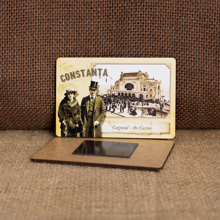 Magnet de frigider din lemn, vintage, Cazinoul Constanta [2]
