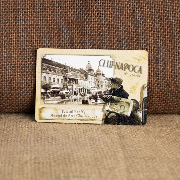 Magnet de frigider din lemn, vintage, Muzeul de Arta (Palatul Banffy), Cluj Napoca [1]