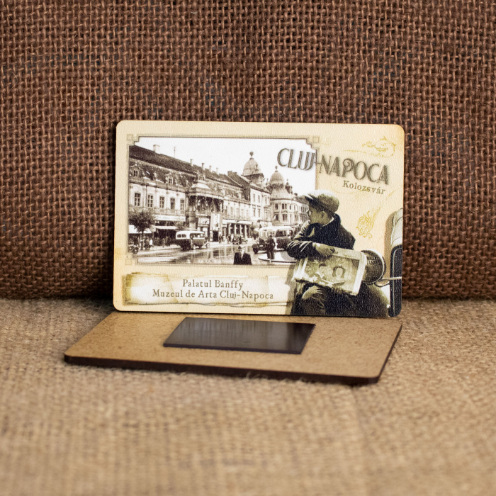 Magnet de frigider din lemn, vintage, Muzeul de Arta (Palatul Banffy), Cluj Napoca [2]