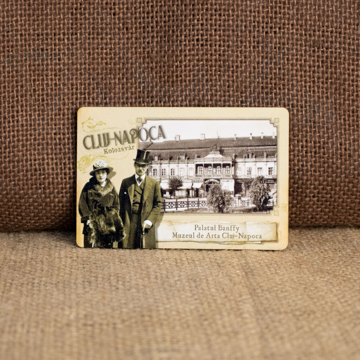 Magnet de frigider din lemn, vintage, Palatul Banffy, Cluj Napoca [1]