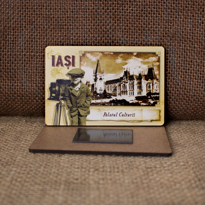 Magnet de frigider din lemn, vintage, Palatul Culturii Iasi [2]