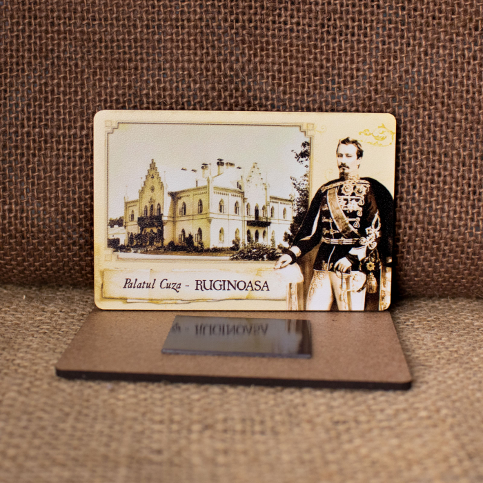 Magnet de frigider din lemn, VINTAGE, Palatul Cuza de la Ruginoasa (Alexandru Ioan Cuza) [2]