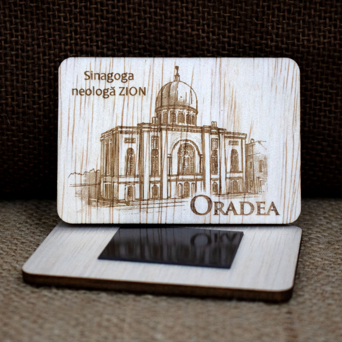 Magnet de frigider suvenir Sinagoga Neologa "Zion" Oradea, desen realizat manual [1]