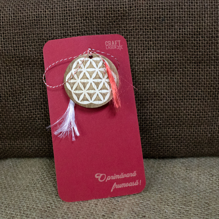 Martisor din lemn, Floarea vietii, gravat [4]