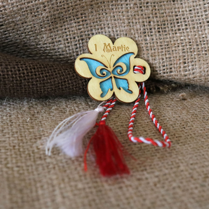 Martisor din lemn, Fluture, albastru [3]
