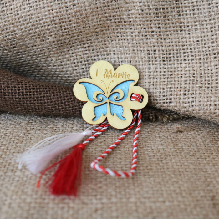 Martisor din lemn, Fluture, albastru [6]