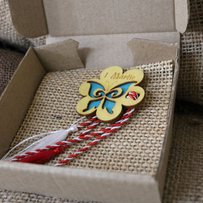 Martisor din lemn, Fluture, albastru [10]