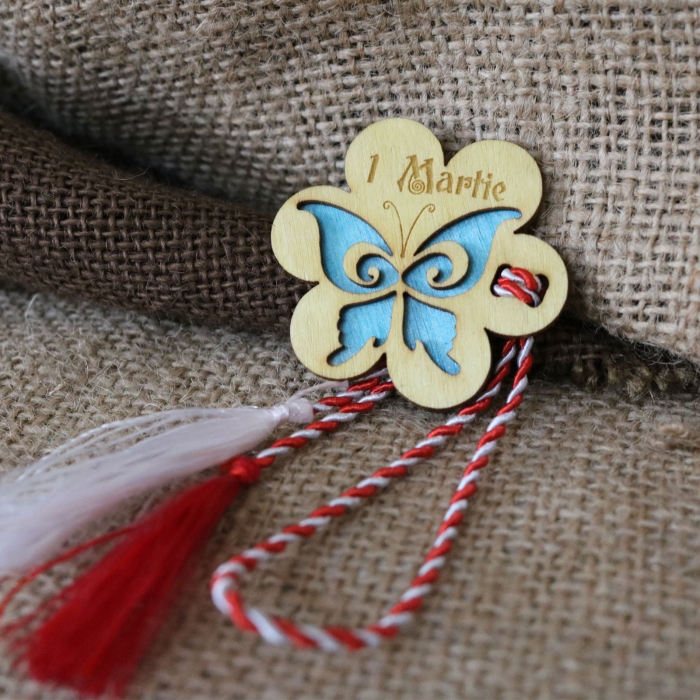 Martisor din lemn, Fluture, albastru [7]