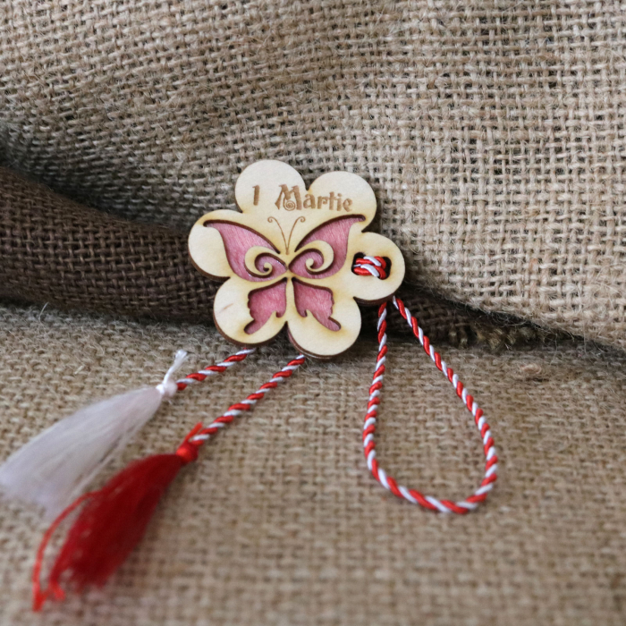 Martisor din lemn, Fluture, rosu [3]