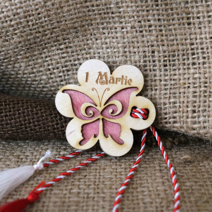 Martisor din lemn, Fluture, rosu [7]