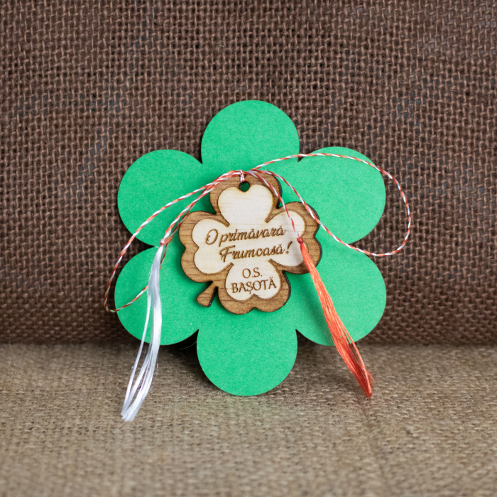 Martisor din lemn, Personalizat „Trifoi cu patru foi” [2]