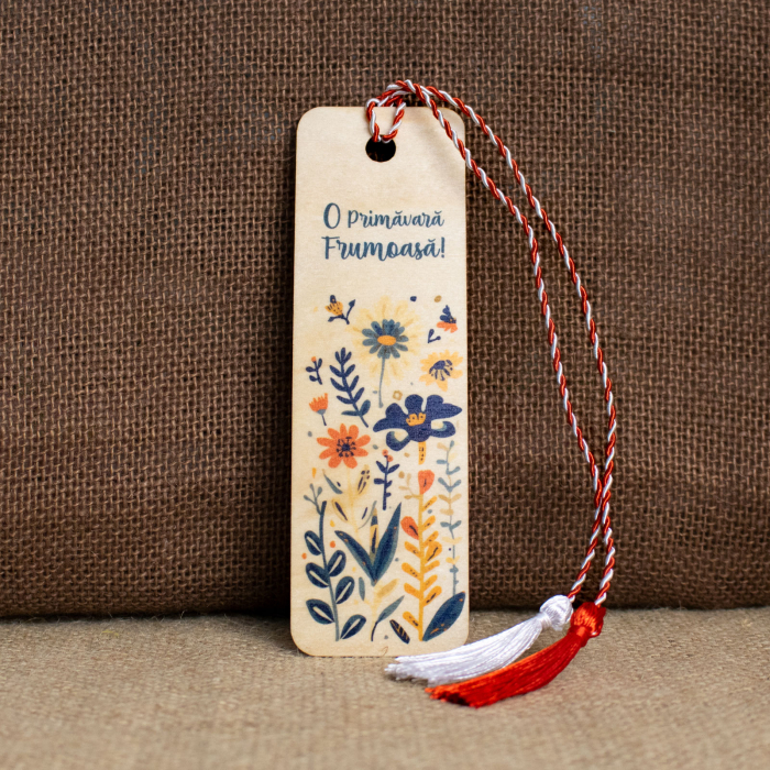 Martisor din lemn, semn de carte, "Bine ai venit primavara" [2]