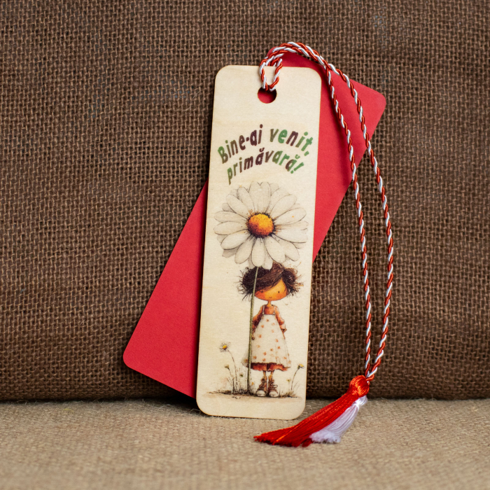 Martisor din lemn, semn de carte, "Zâmbet de primăvară" [3]