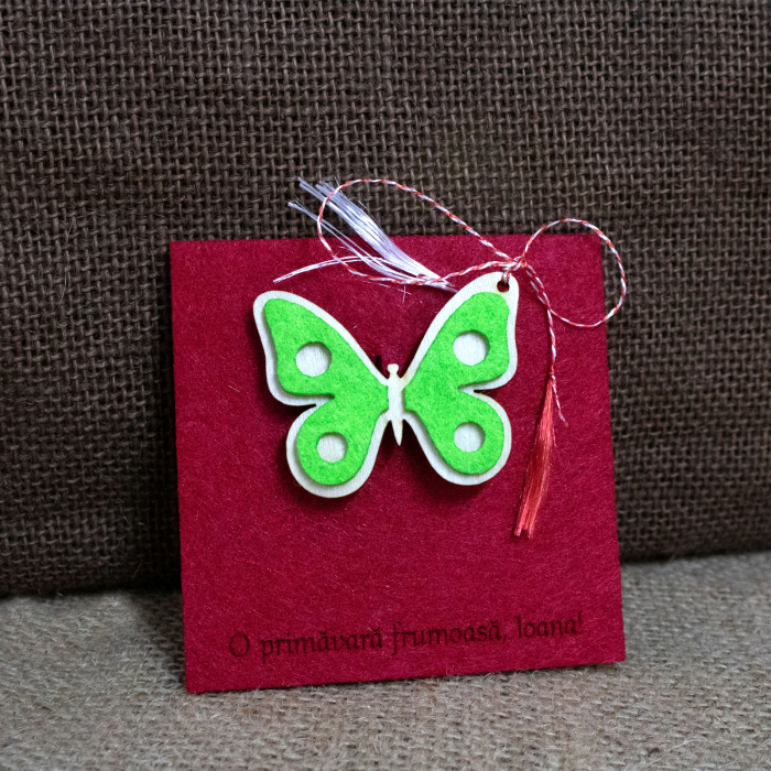 Martisor Personalizat Fluture, din lemn si fetru (culoare: verde) [4]