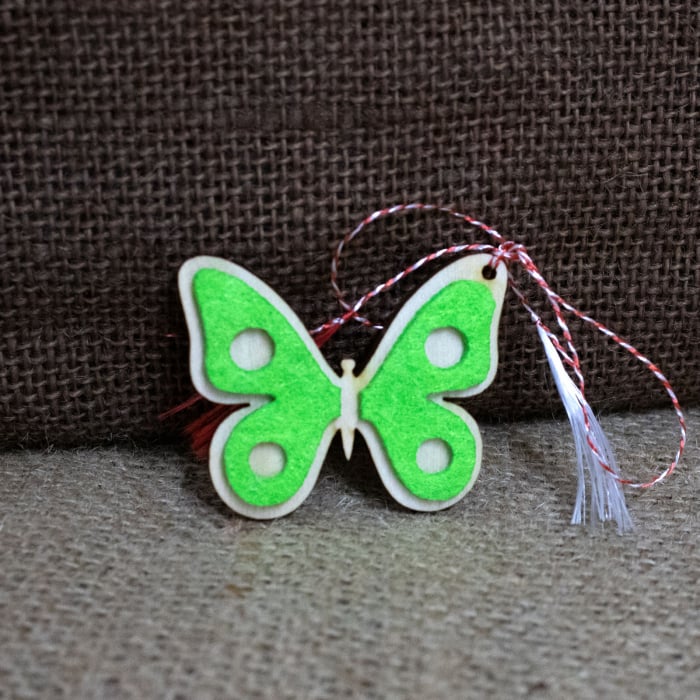 Martisor Personalizat Fluture, din lemn si fetru (culoare: verde) [1]