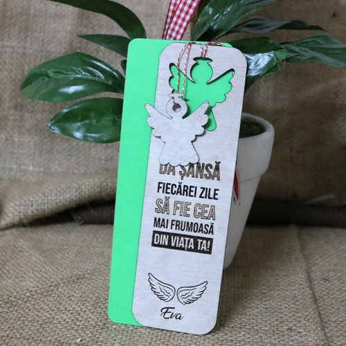 Martisor personalizat gravat, semn de carte "Ingeras” [2]