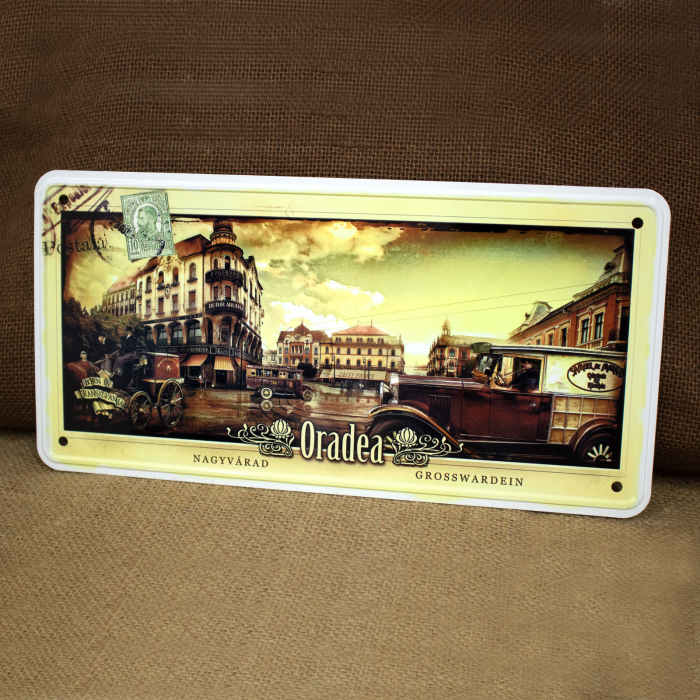 Tablou metalic decorativ suvenir, Belle Epoque Trasuri si Masini, Oradea [3]