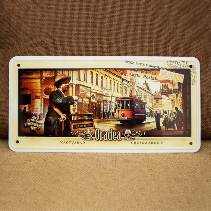 Tablou metalic decorativ suvenir, Belle Epoque Trubadur in Oradea [2]