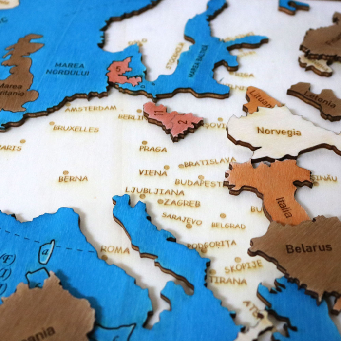 Puzzle Educativ Din Lemn, Gravat, Harta Europei Pe Tari Si Capitale [8]