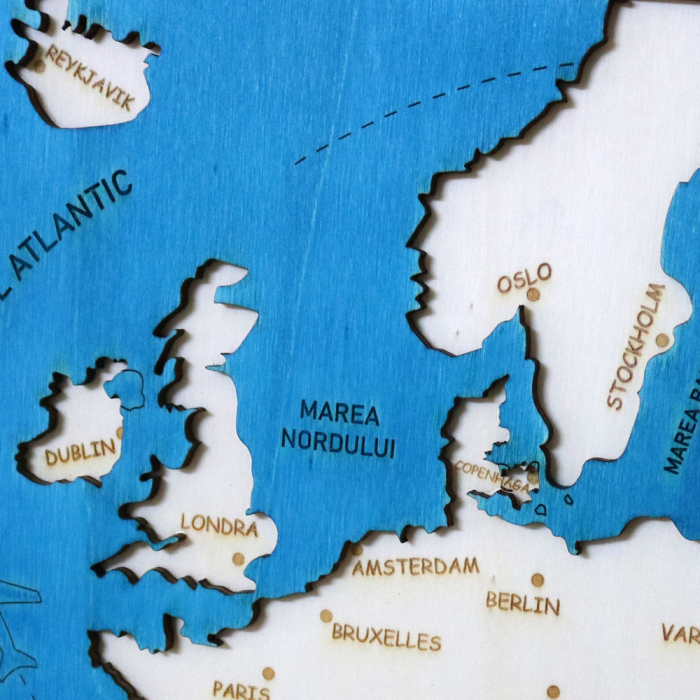 Puzzle Educativ Din Lemn, Gravat, Harta Europei Pe Tari Si Capitale [10]
