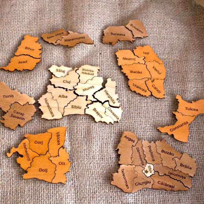 Puzzle Educativ Din Lemn, Gravat, Harta Romaniei Pe Judete [7]