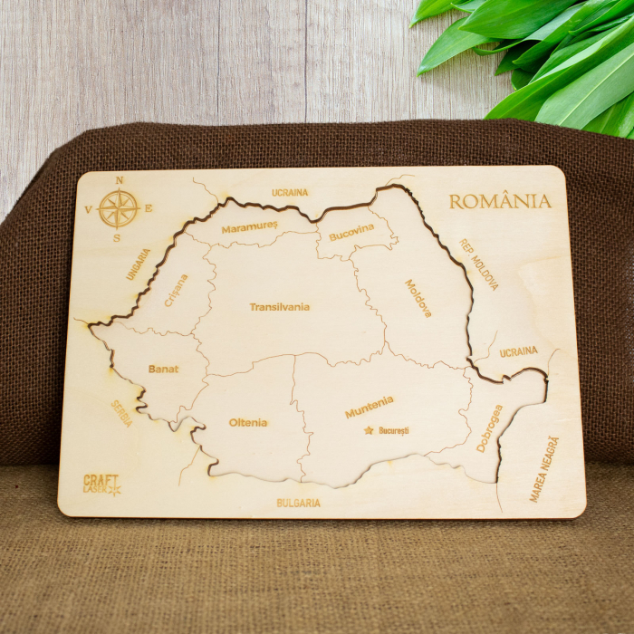 Puzzle Educativ Din Lemn, Gravat, Harta Romaniei Pe Judete [4]
